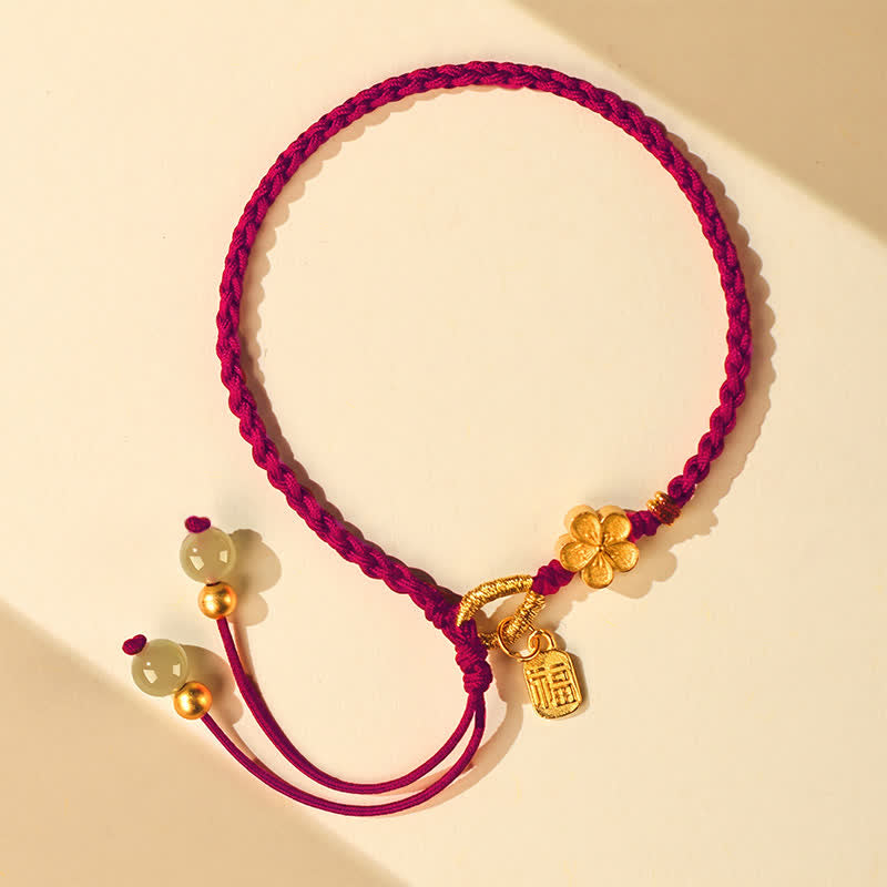 Buddha Stones ​​Hetian Jade Kleine Pfirsichblüte Fu Charakter Charm Glück String Armband - image 12