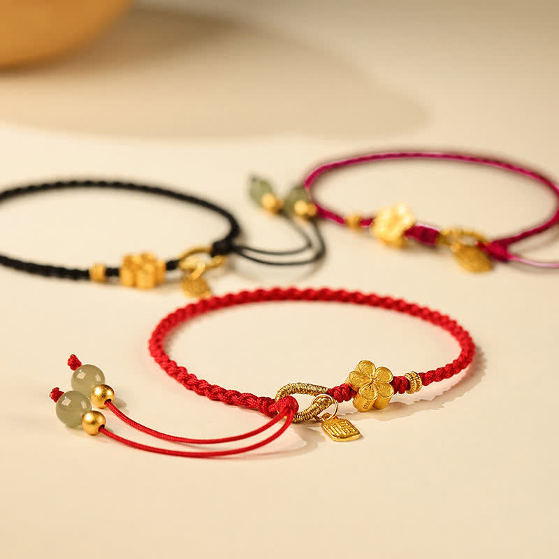 Buddha Stones ​​Hetian Jade Kleine Pfirsichblüte Fu Charakter Charm Glück String Armband - image 1