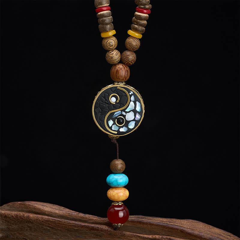Buddha Stones Wenge-Holz-Perlenkette für Yin-Yang-Erdung und Balance - image 8