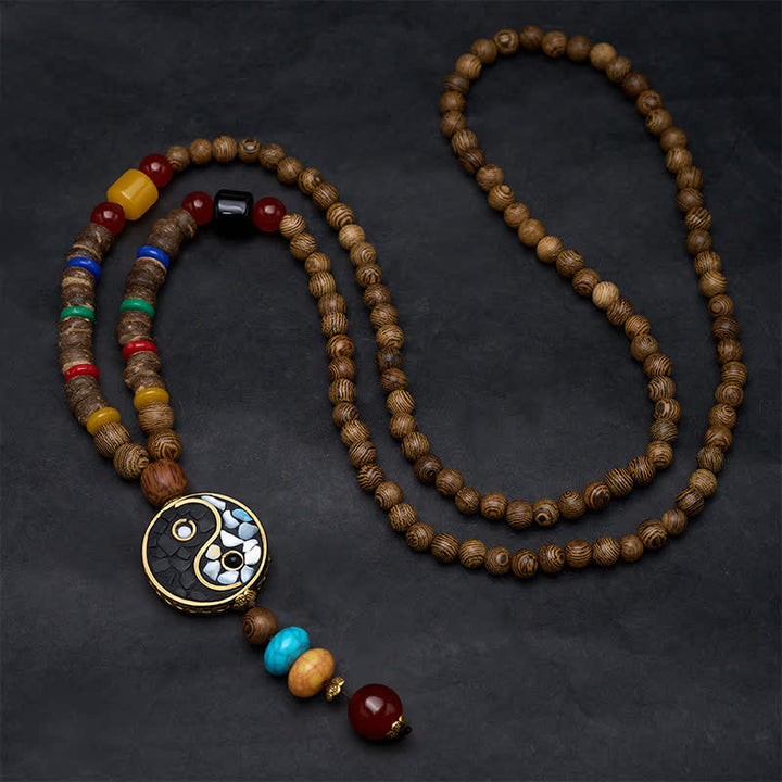 Buddha Stones Wenge-Holz-Perlenkette für Yin-Yang-Erdung und Balance - image 1
