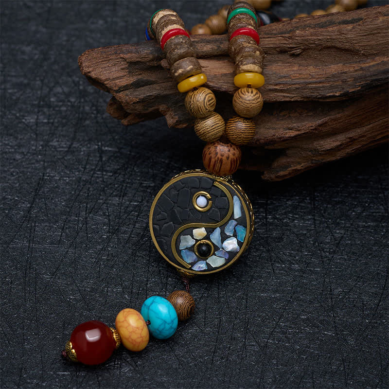 Buddha Stones Wenge-Holz-Perlenkette für Yin-Yang-Erdung und Balance - image 3