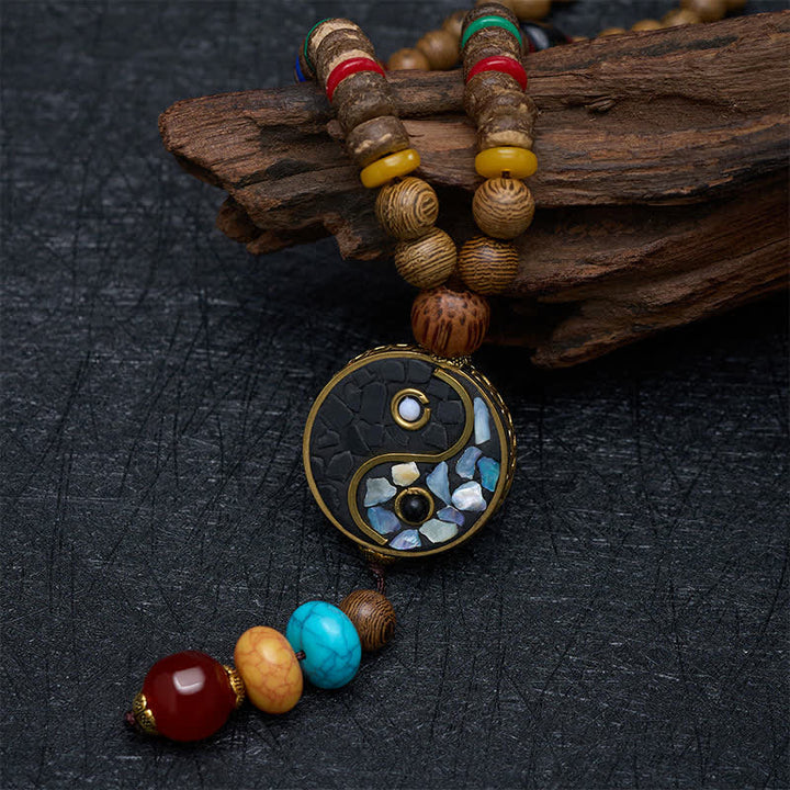 Buddha Stones Wenge-Holz-Perlenkette für Yin-Yang-Erdung und Balance - image 3