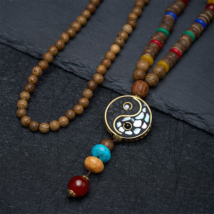 Buddha Stones Wenge-Holz-Perlenkette für Yin-Yang-Erdung und Balance - image 2
