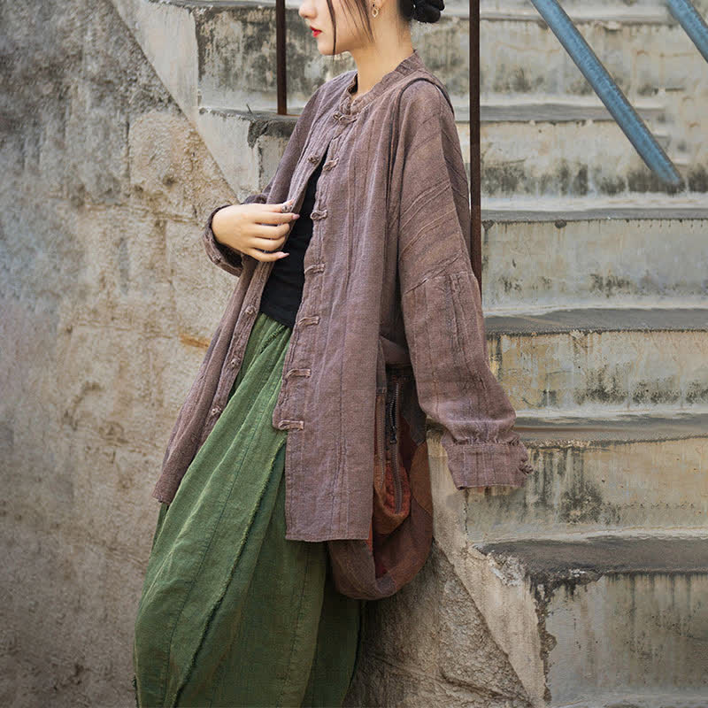 Buddha Stones Batik-Jacke mit Froschknöpfen, langärmelig, Zen-Meditation, offene Vorderseite - image 23