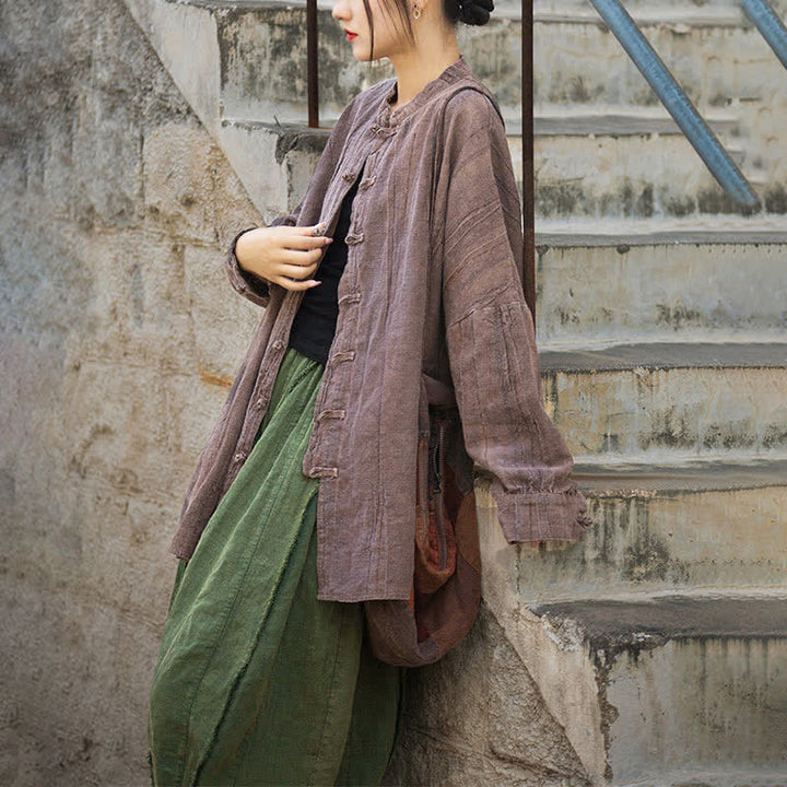 Buddha Stones Batik-Jacke mit Froschknöpfen, langärmelig, Zen-Meditation, offene Vorderseite - image 23