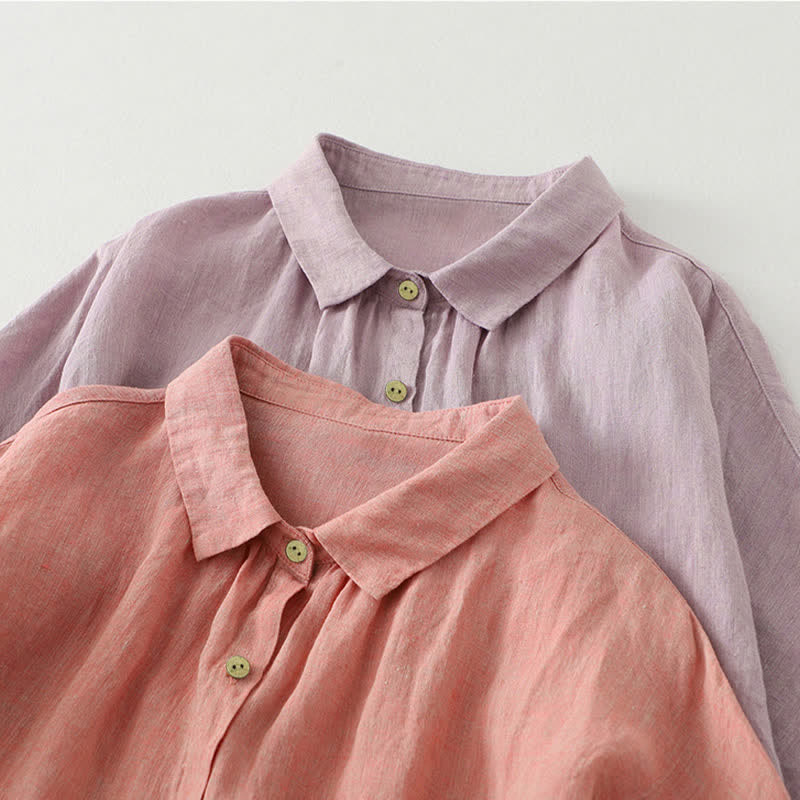 Buddha Stones Casual Plain Buttons Damen Kurzarmhemd - image 21