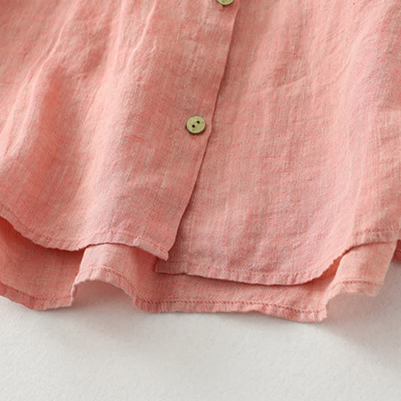 Buddha Stones Casual Plain Buttons Damen Kurzarmhemd - image 15