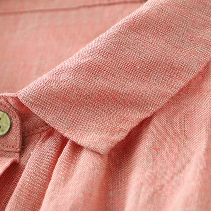 Buddha Stones Casual Plain Buttons Damen Kurzarmhemd - image 12