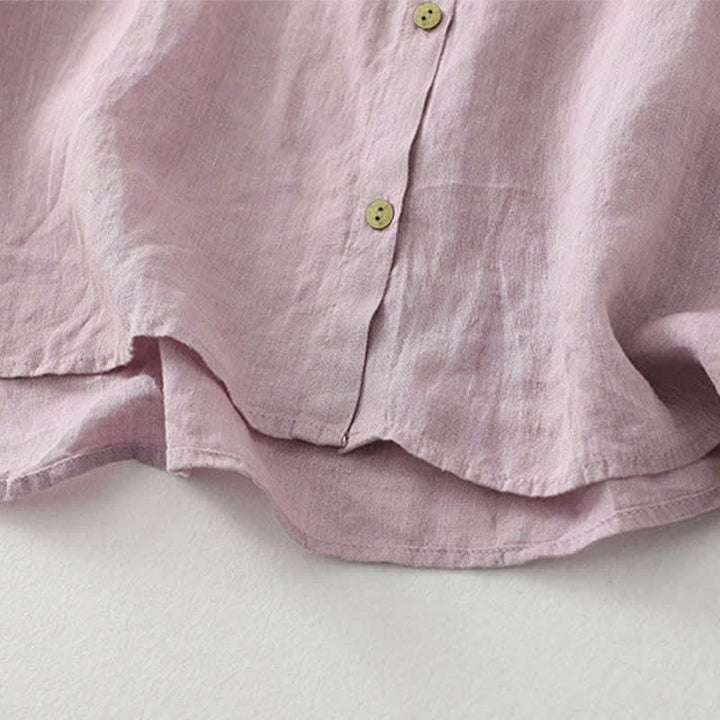 Buddha Stones Casual Plain Buttons Damen Kurzarmhemd - image 5