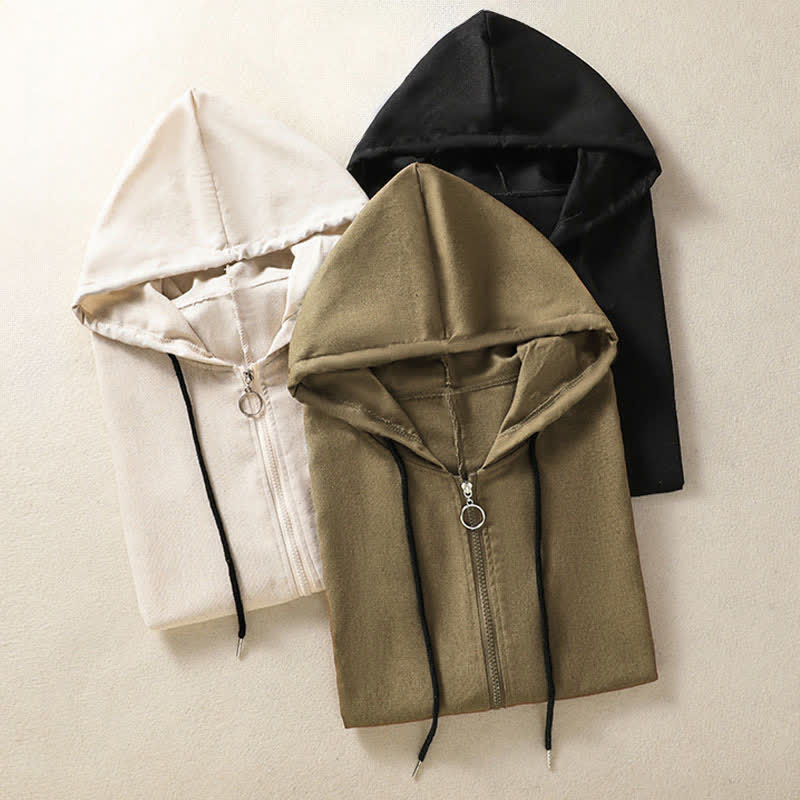 Buddha Stones Lässiges, ärmelloses Kapuzenshirt mit Kordelzug und Taschen für Damen – mit Reißverschluss und Taschen - image 28