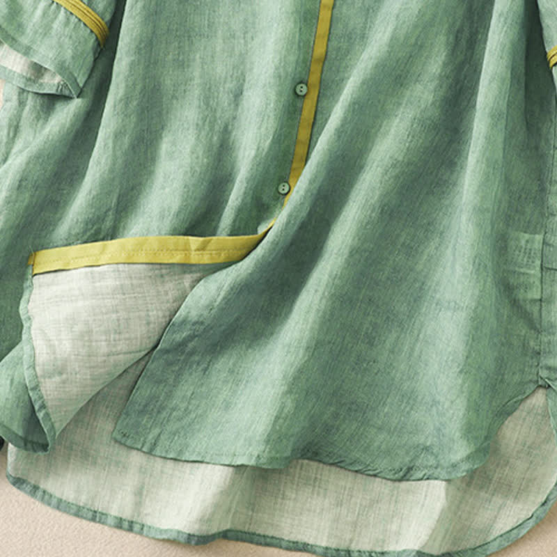 Buddha Stones Sommer-Freizeitkleid mit Stehkragen, Stickerei und Dreiviertelärmeln - image 3
