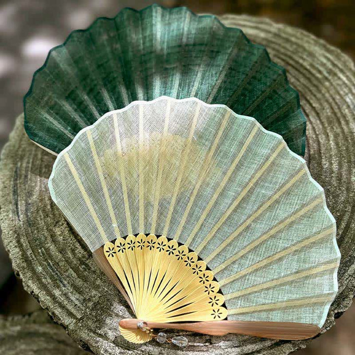 Buddha Stones Eleganter Fächer im Hanfu-Stil mit Baumwoll-Leinen-Textur und Bambus-Optik, 21,5 cm - image 14