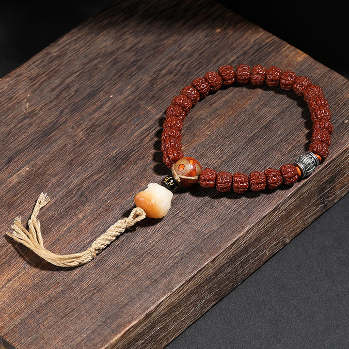 Buddha Steine Tibet Rudraksha Bodhi Samen Dzi Perle Glückskatze Tanzender Löwe Reichtum Armband Handgelenk Mala