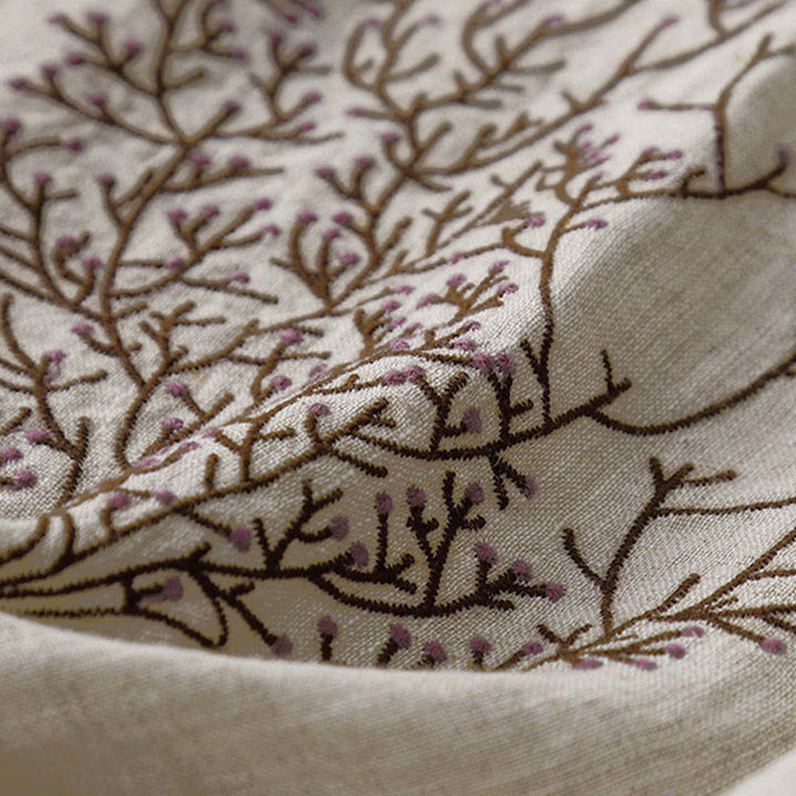 Lässiges Damen-T-Shirt mit Buddha Stones -Stickerei, Baum-Motiv, Kordelzug, Rundhalsausschnitt und halben Ärmeln - image 4
