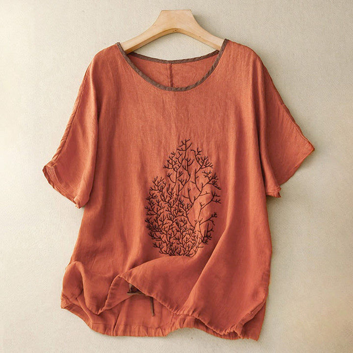 Lässiges Damen-T-Shirt mit Buddha Stones -Stickerei, Baum-Motiv, Kordelzug, Rundhalsausschnitt und halben Ärmeln - Schokolade - US14, UK/AU18, EU46 (2XL) - image 21