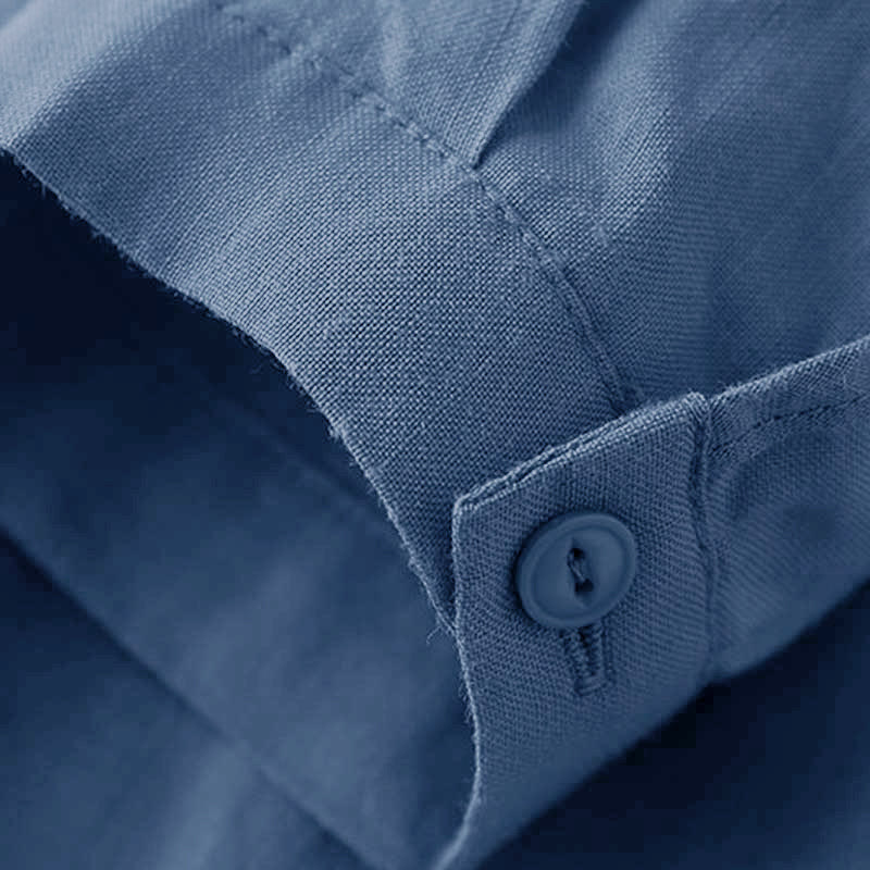 Buddha Stones Lässiges Damen-Shirt mit V-Ausschnitt und Dreiviertelärmeln, einfarbig, aus Baumwolle und Leinen - image 4