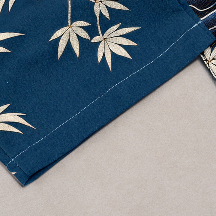 Buddha Stones Elegante Damenhose aus reiner Baumwolle mit Kranich- und Bambusmuster, elastischem Bund und Taschen - image 1