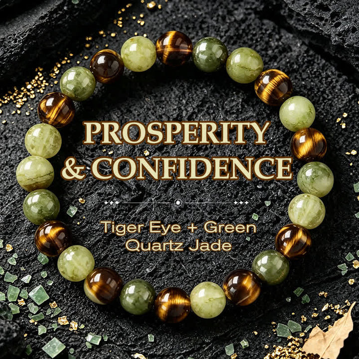 Buddha Stones Tigeraugen-Jade-Armband mit runden Perlen - Tigerauge (Schutz ♥ Mut) - image 0