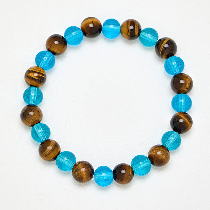 Buddha Stones Tigeraugenblaues Liuli-Glasperlenarmband „Mut“ - image 4