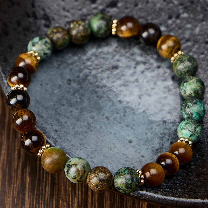 Buddha Stones Armband aus Tigerauge-Malachit-Grün-Achat-Stärkeperlen - image 1