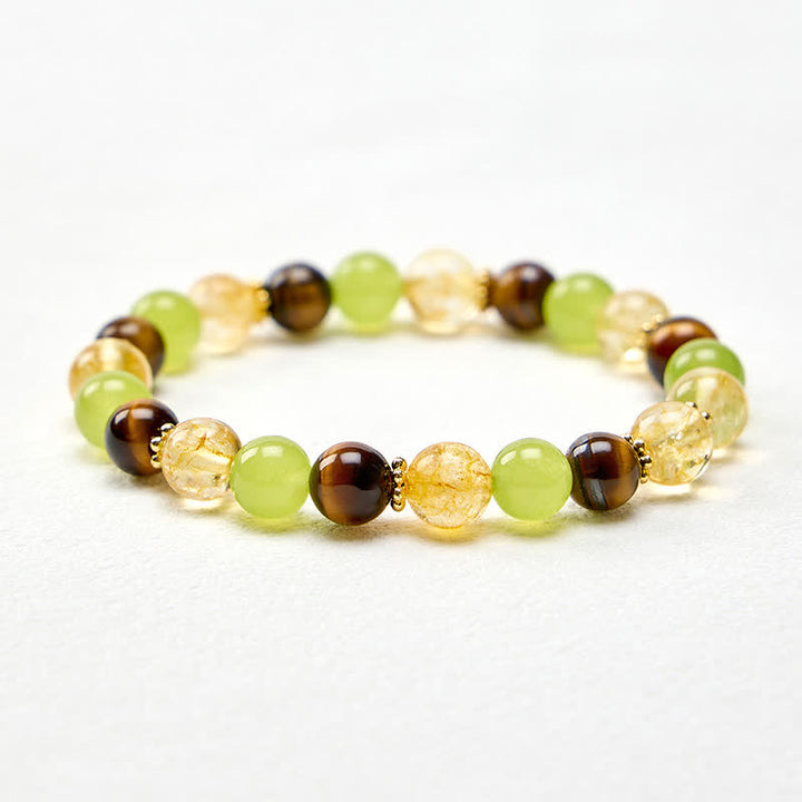 Buddha Stones Natürliches Wohlstandsarmband aus Citrin, Tigerauge und grüner Jade - image 12