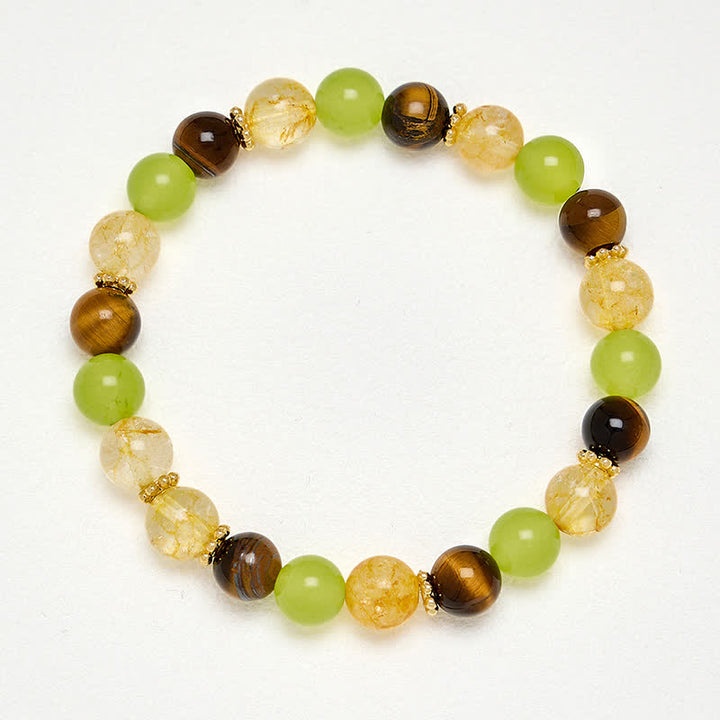 Buddha Stones Natürliches Wohlstandsarmband aus Citrin, Tigerauge und grüner Jade - image 13