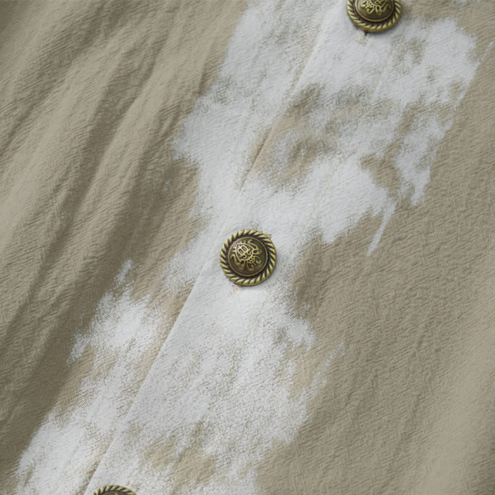 Buddha Stones Lässige Sommerhemden im Boho-Stil mit Batikmuster, einfarbig, Kurzarm, für Herren - image 5