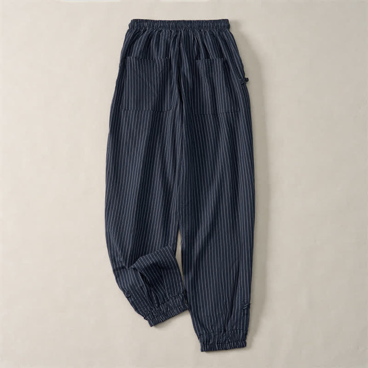 Buddha Stones Basic-Herrenhose mit Kordelzug, Streifen, verkürzt, mit Taschen - image 1