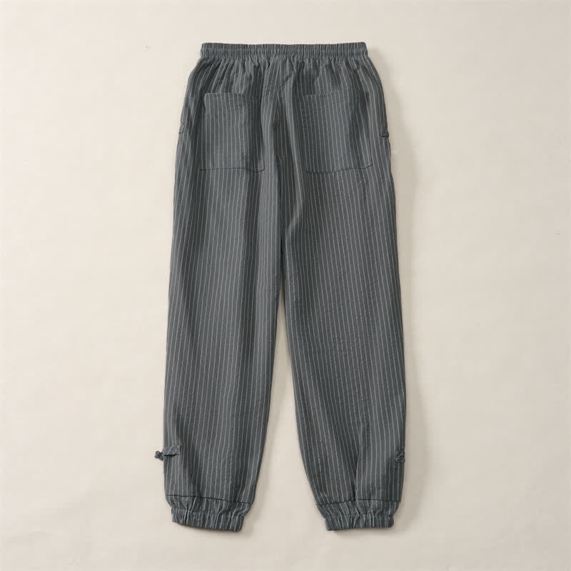 Buddha Stones Basic-Herrenhose mit Kordelzug, Streifen, verkürzt, mit Taschen - image 15