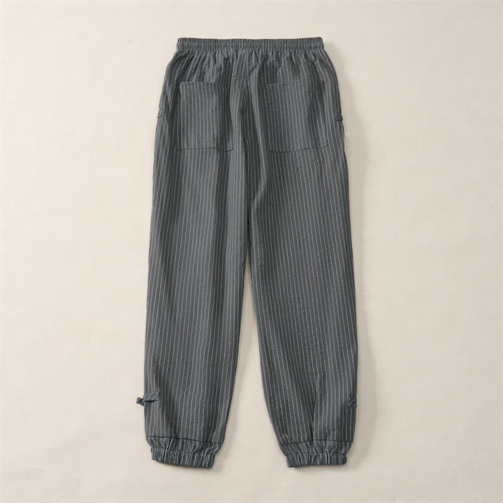 Buddha Stones Basic-Herrenhose mit Kordelzug, Streifen, verkürzt, mit Taschen - image 15