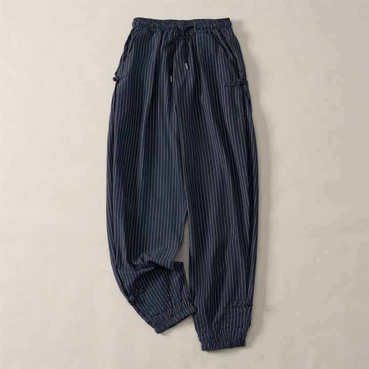 Buddha Stones Basic-Herrenhose mit Kordelzug, Streifen, verkürzt, mit Taschen - image 3