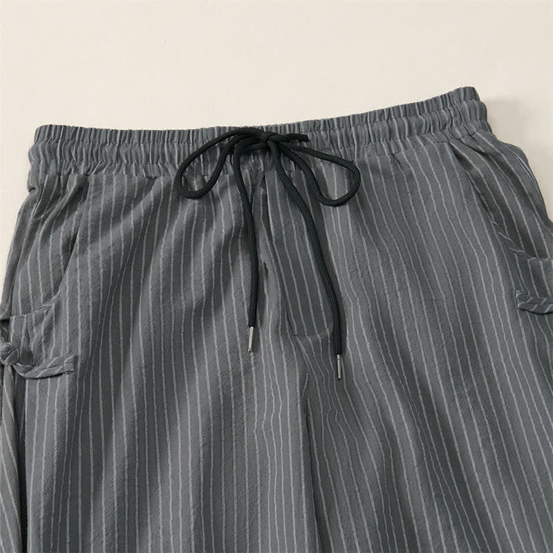 Buddha Stones Basic-Herrenhose mit Kordelzug, Streifen, verkürzt, mit Taschen - image 16