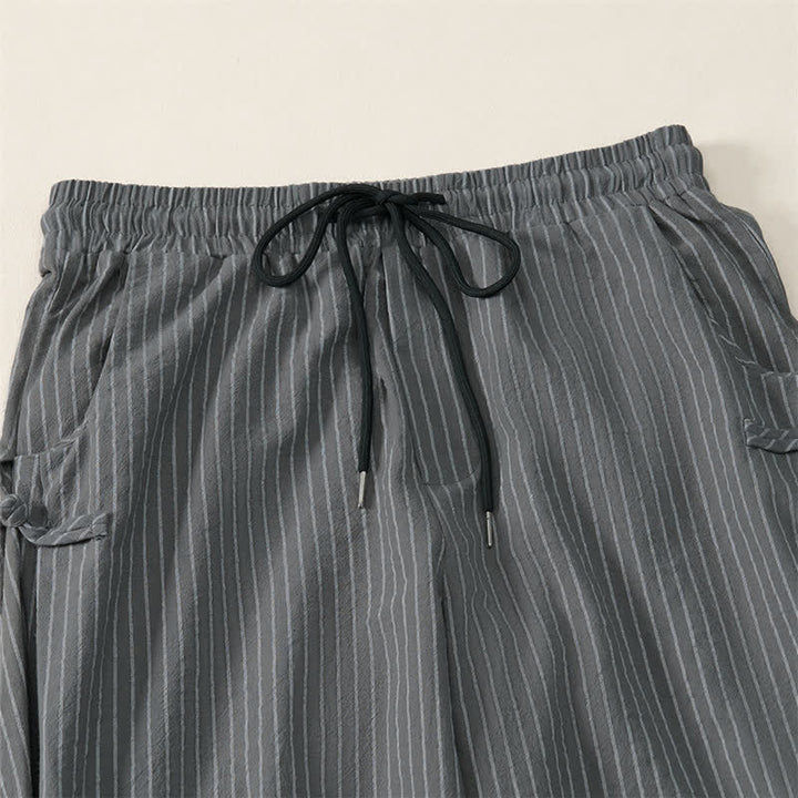 Buddha Stones Basic-Herrenhose mit Kordelzug, Streifen, verkürzt, mit Taschen - image 16