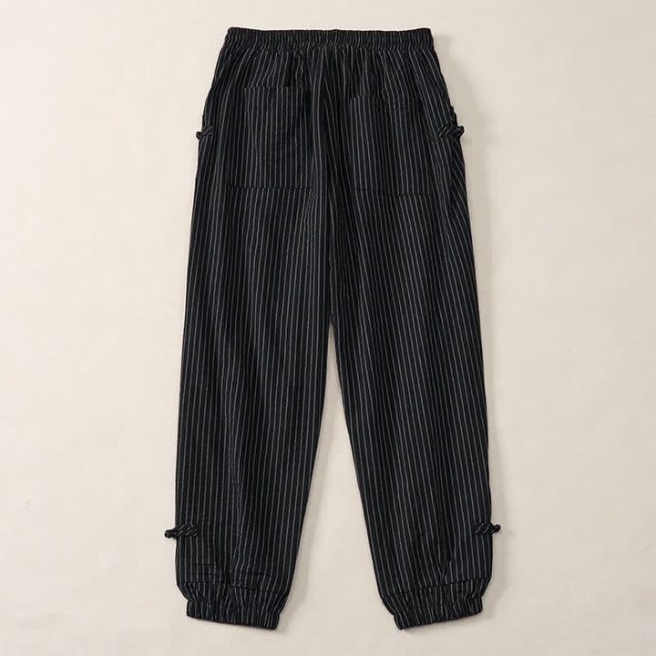 Buddha Stones Basic-Herrenhose mit Kordelzug, Streifen, verkürzt, mit Taschen - image 26