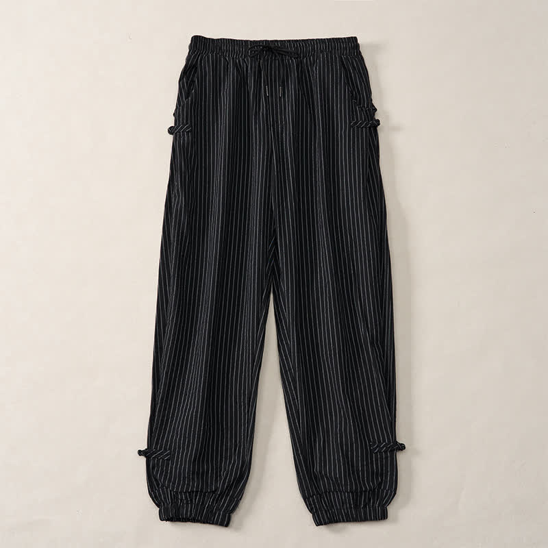 Buddha Stones Basic-Herrenhose mit Kordelzug, Streifen, verkürzt, mit Taschen - image 25