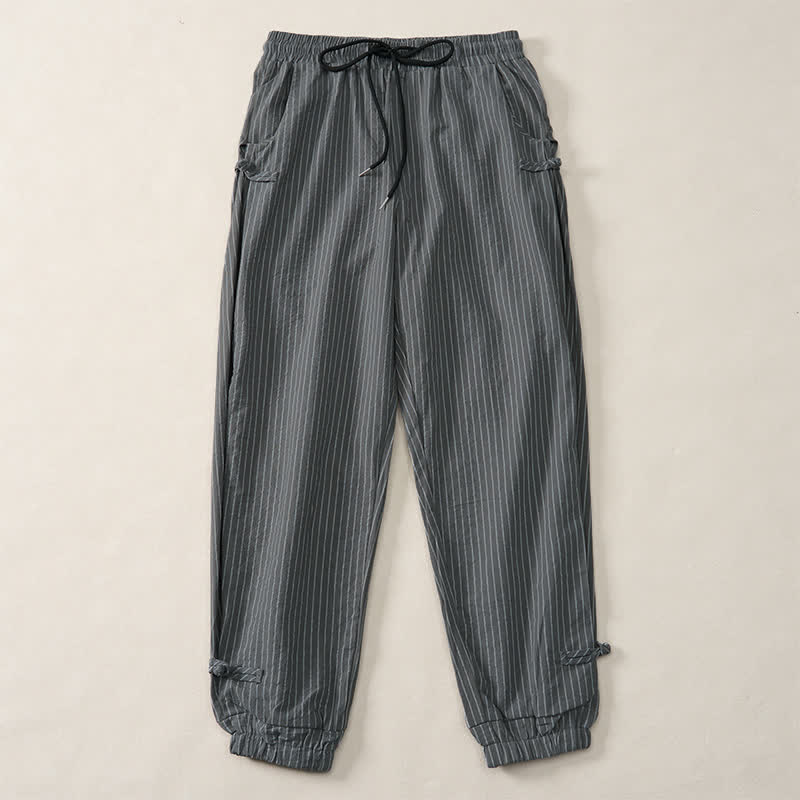 Buddha Stones Basic-Herrenhose mit Kordelzug, Streifen, verkürzt, mit Taschen - image 14