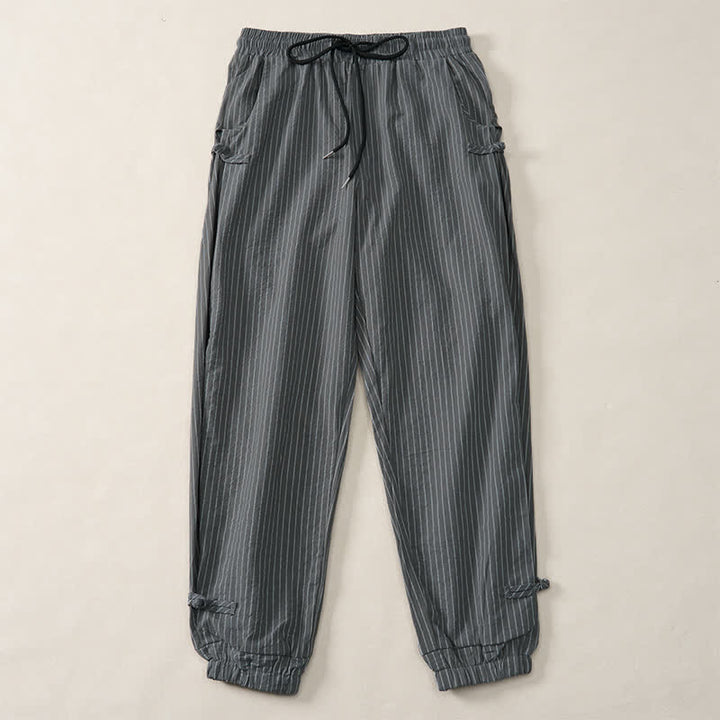 Buddha Stones Basic-Herrenhose mit Kordelzug, Streifen, verkürzt, mit Taschen - image 14