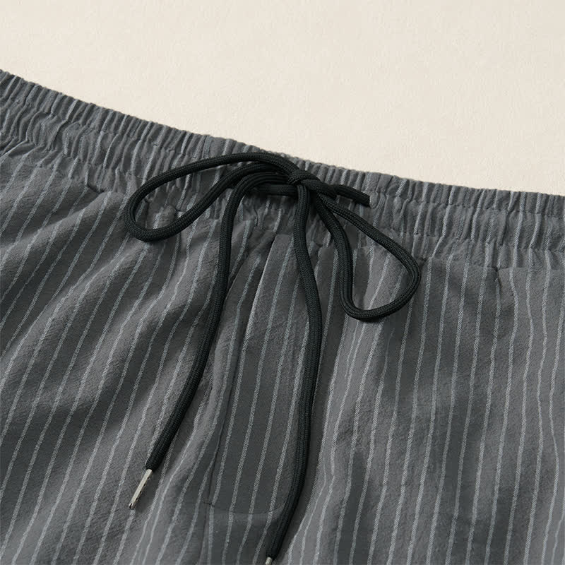 Buddha Stones Basic-Herrenhose mit Kordelzug, Streifen, verkürzt, mit Taschen - image 17