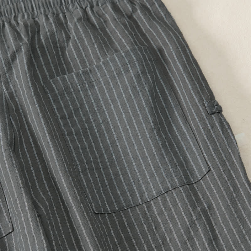 Buddha Stones Basic-Herrenhose mit Kordelzug, Streifen, verkürzt, mit Taschen - image 18