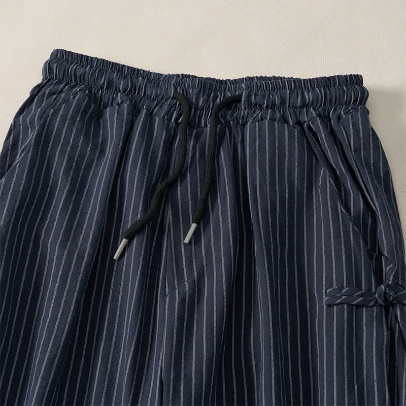 Buddha Stones Basic-Herrenhose mit Kordelzug, Streifen, verkürzt, mit Taschen - image 6