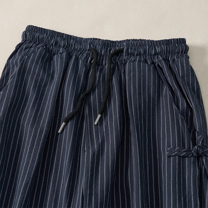 Buddha Stones Basic-Herrenhose mit Kordelzug, Streifen, verkürzt, mit Taschen - image 6