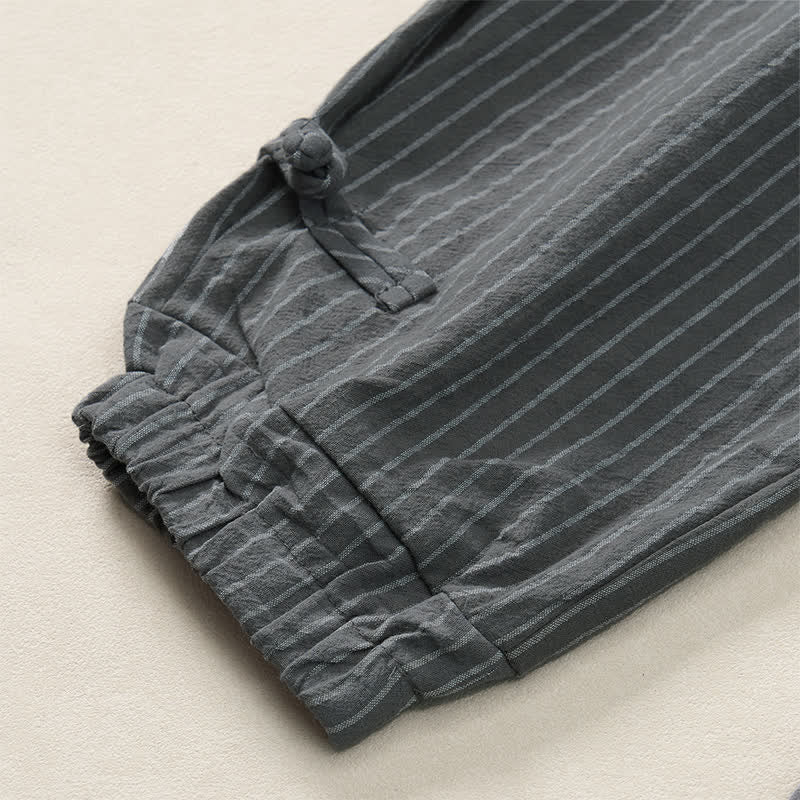 Buddha Stones Basic-Herrenhose mit Kordelzug, Streifen, verkürzt, mit Taschen - image 20