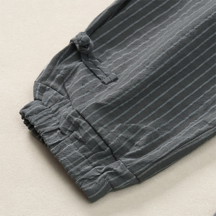 Buddha Stones Basic-Herrenhose mit Kordelzug, Streifen, verkürzt, mit Taschen - image 20
