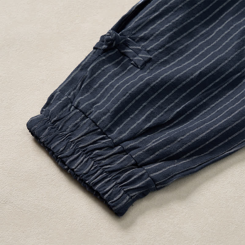 Buddha Stones Basic-Herrenhose mit Kordelzug, Streifen, verkürzt, mit Taschen - image 9