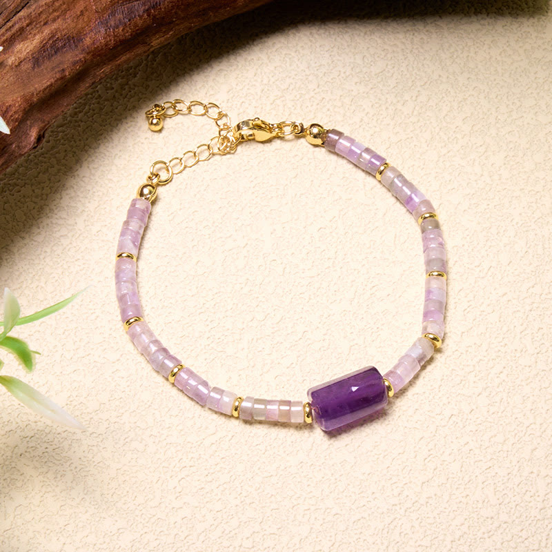 Buddha Stones Armband aus Amethyst, Amazonit, Erdbeerquarz, Sodalith und facettiertem Zylinder - image 1
