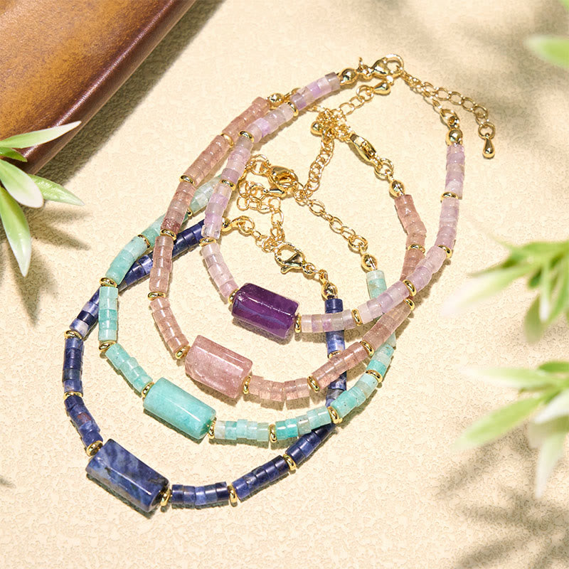 Buddha Stones Armband aus Amethyst, Amazonit, Erdbeerquarz, Sodalith und facettiertem Zylinder - image 17