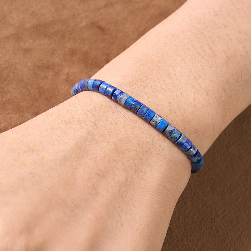 Buddha Stones Lapislazuli Truth Straight Cut Flat Bead Bracelet - image 2