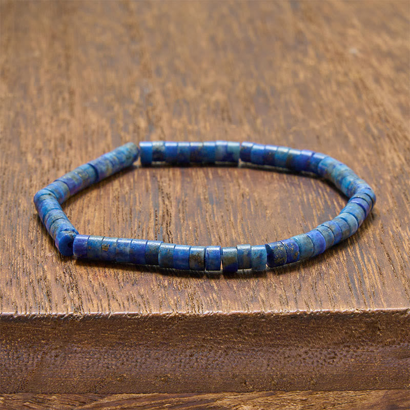 Buddha Stones Lapislazuli Truth Straight Cut Flat Bead Bracelet - Lapislazuli (Handgelenkumfang: 15–16 cm) - image 1