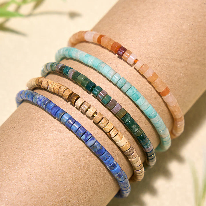 Buddha Stones Lapislazuli Truth Straight Cut Flat Bead Bracelet - image 0