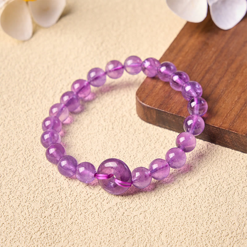 Buddha Stones Amethyst-Friedensschnalle, Stressabbau, handpoliertes rundes Armband - image 3